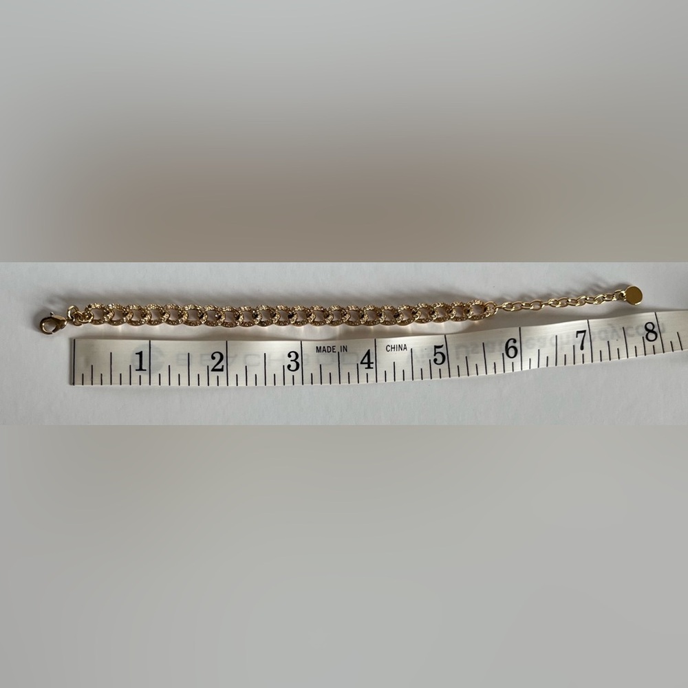 Gold BaubleBar Pavé Stone Chain Bracelet - Picture 2 of 4